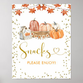 Orange Fall Pumpkin Patch Birthday Snacks Signing Poster