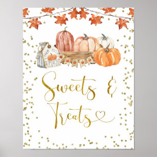 Orange Fall Pumpkin Patch Geburtstags-Süßigkeiten Poster