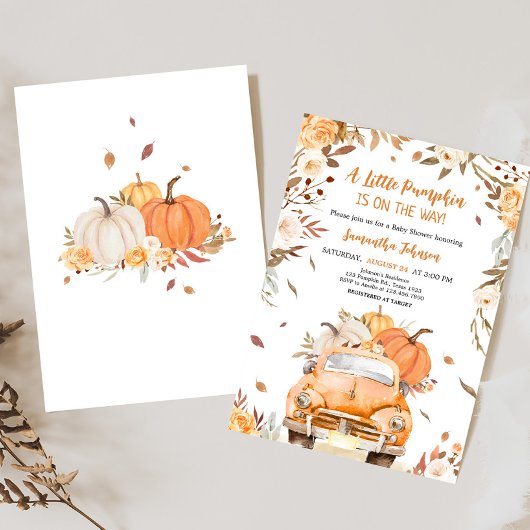 Orange Fall Pumpkin Truck Baby Dusche Einladung