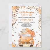 Orange Fall Pumpkin Truck Baby Dusche Einladung (Vorderseite)