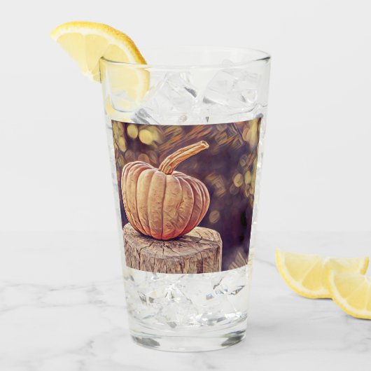 Orange Fall Pumpkin Vintage Erntedank Malerei Glas (Vorderseite Ice)