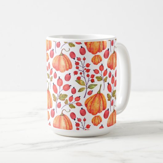 ORANGE FALL PUMPKINS & RED HOLLY BERRIES KAFFEETASSE (VorderseiteRechts)