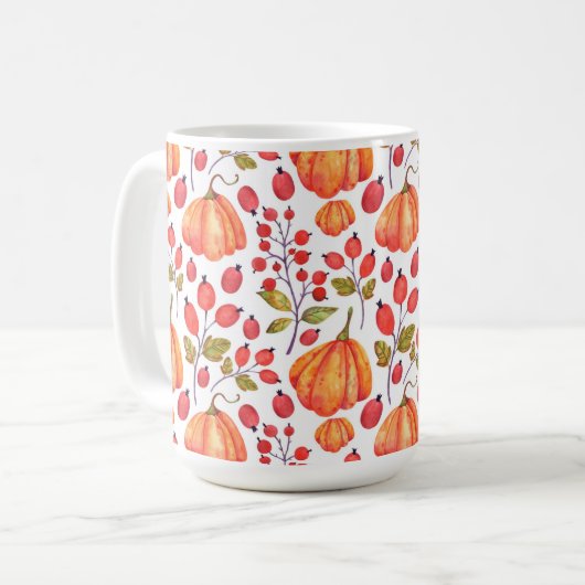 ORANGE FALL PUMPKINS & RED HOLLY BERRIES KAFFEETASSE (Vorderseite Links)