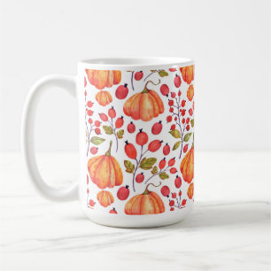 ORANGE FALL PUMPKINS & RED HOLLY BERRIES KAFFEETASSE