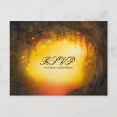 Orange Fall Rustikale, verzauberte Waldhochzeit RS Einladungspostkarte (Vorderseite)