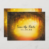 Orange Fall Rustikaler verzauberter Wald Save the Ankündigungspostkarte (Vorne/Hinten)