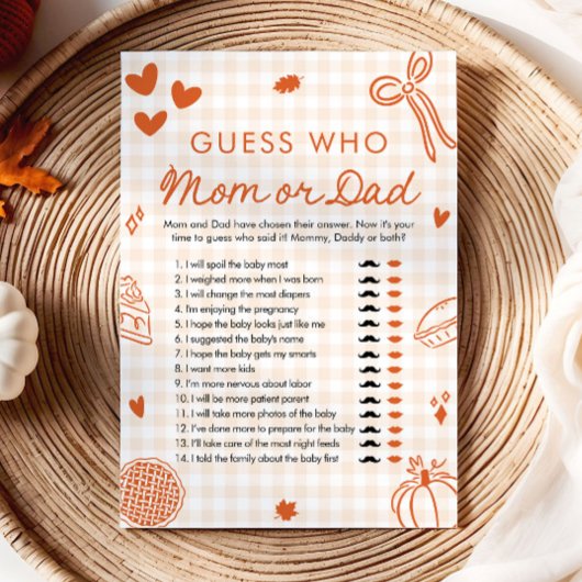 Orange Fall Süsse Pie Guess Wer Mama oder Vater Ga Einladung