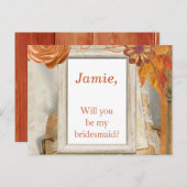 Orange Fall Thema wirst du meine Bridesmaid Einladungspostkarte (Vorne/Hinten)