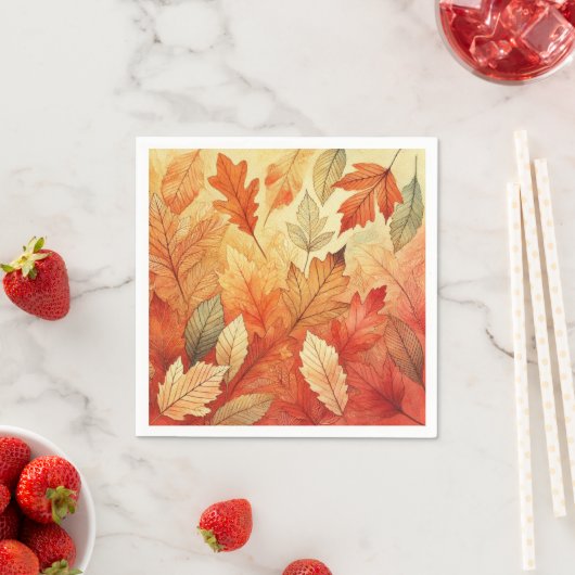 Orange Fall Watercolor Blätter Dekoupage Napkins Serviette (Beispiel)