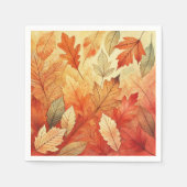 Orange Fall Watercolor Blätter Dekoupage Napkins Serviette (Vorderseite)