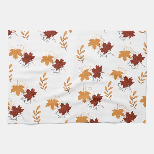 Orange Falling Blätter Pattern Küchenhandtücher Geschirrtuch (Horizontal)