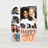 Orange Family Friends Foto Collage Happy Birthday Karte (Vorderseite)