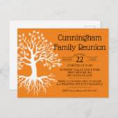 Orange Family Wiedersehen Family Tree Silhouette Einladungspostkarte (Vorne/Hinten)