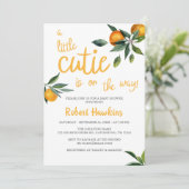 Orange fand eine kleine Süsse Babydusche Einladung (Stehend Vorderseite)