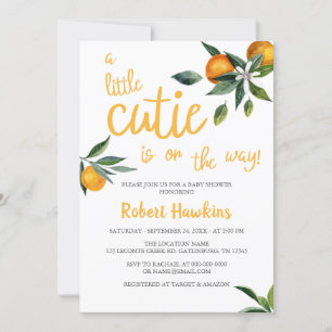 Orange fand eine kleine Süsse Babydusche Einladung