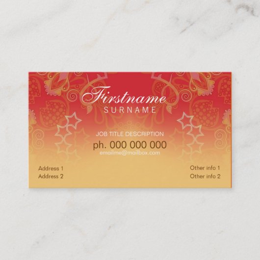 Orange Fantasy curlcard Visitenkarte (Vorderseite)