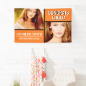 Orange Farbblock-modernes Foto-Abschluss-Party Banner (Insitu)