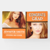 Orange Farbblock-modernes Foto-Abschluss-Party Banner (Horizontal)