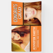 Orange Farbblock-modernes Foto-Abschluss-Party Banner (Vertikal)