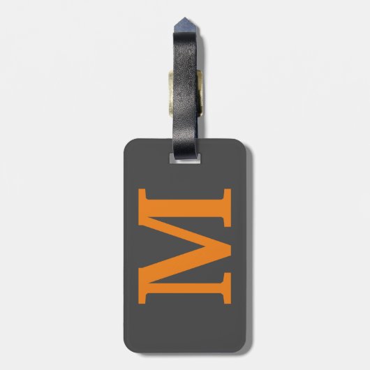 Orange Farbe Anfangsbuchstabe/Monogramm Gepäckanhänger (Rückseite vertikal)