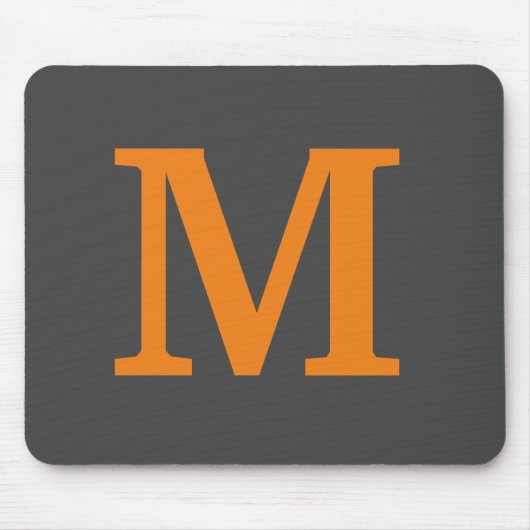 Orange Farbe Anfangsbuchstabe/Monogramm Mousepad (Vorne)