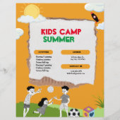 Orange farbenfrohe spielerische Kinder Camp Sommer Flyer (Vorne)