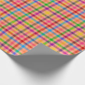 Orange Farbige Gingham Karo Muster  Geschenkpapier (Ecke)