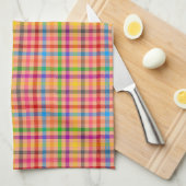 Orange Farbige Gingham Karo Muster Geschirrtuch (Viertel Falte)