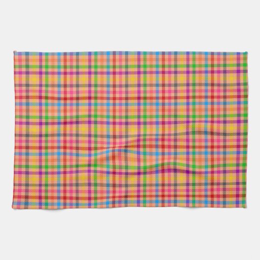 Orange Farbige Gingham Karo Muster Geschirrtuch (Horizontal)