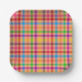 Orange Farbige Gingham Karo Muster Pappteller (Vorderseite)