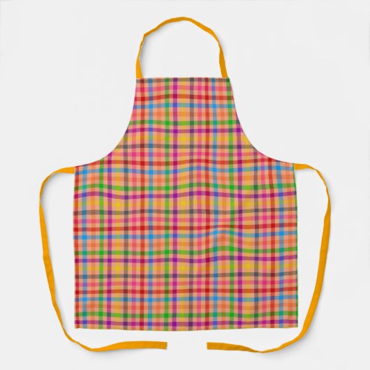 Orange Farbige Gingham Karo Muster  Schürze (Vorderseite)