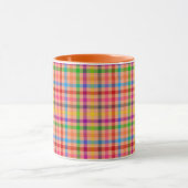 Orange Farbige Gingham Karo Muster Tasse (Zentrum)