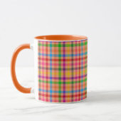 Orange Farbige Gingham Karo Muster Tasse (Links)