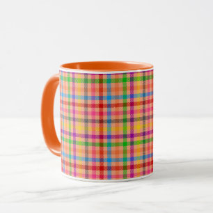 Orange Farbige Gingham Karo Muster Tasse