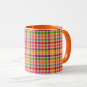 Orange Farbige Gingham Karo Muster Tasse (VorderseiteRechts)