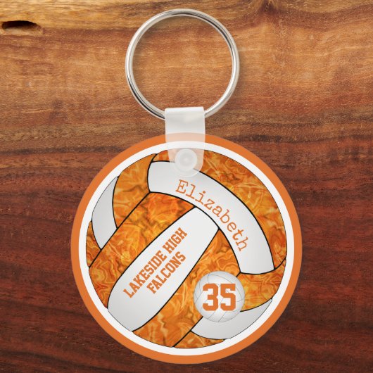 Orange Farbtöne in der Schule individuelle Name Vo Schlüsselanhänger (Rückseite)