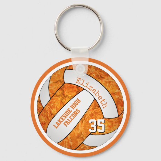 Orange Farbtöne in der Schule individuelle Name Vo Schlüsselanhänger (Vorderseite)