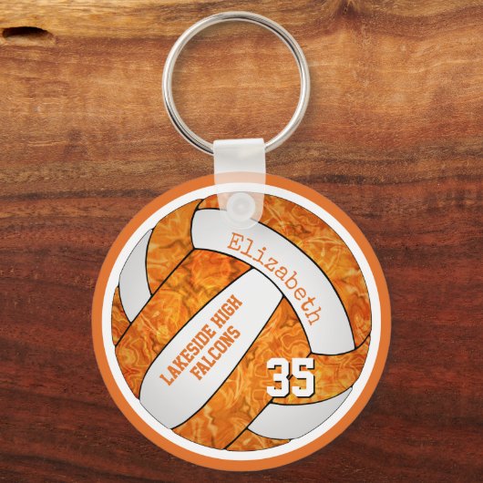 Orange Farbtöne in der Schule individuelle Name Vo Schlüsselanhänger (Rückseite)