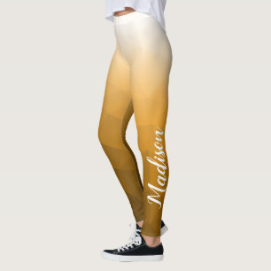 Orange Farbverlauf Geometrisches Mesh-Muster Benut Leggings