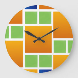 Orange Farbverlauf Quadrate Große Wanduhr