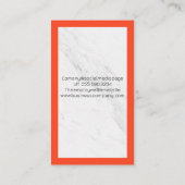 Orange Feather Pen Logo | Marmorweiß Visitenkarte (Rückseite)