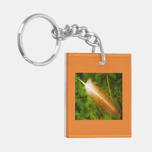 Orange Feather Schlüsselanhänger (Vorderseite links)