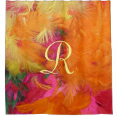 Orange Feathers Duschvorhang gelbe Monogramm (Vorderseite)