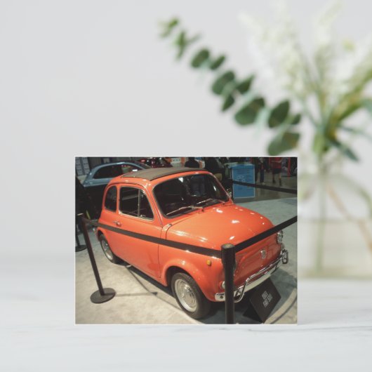 Orange Fiat Postkarte (Stehend Vorderseite)