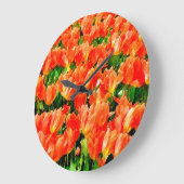 Orange field of tulips große wanduhr (Winkel)