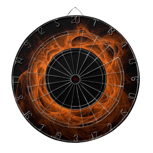 Orange Fiery Eclipse Black Hole Dart Board Dartscheibe (vorne)