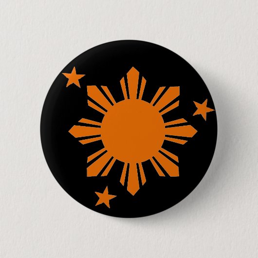 Orange Filipino Sun/Stern-Knopf Button (Vorderseite)