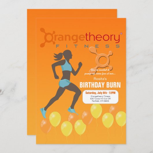 Orange Finess Einladung (Vorne/Hinten)
