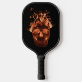 Orange Fire Flaming Skull Pickleball Schläger (Vorderseite)