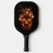 Orange Fire Flaming Skull Pickleball Schläger (Rückseite)